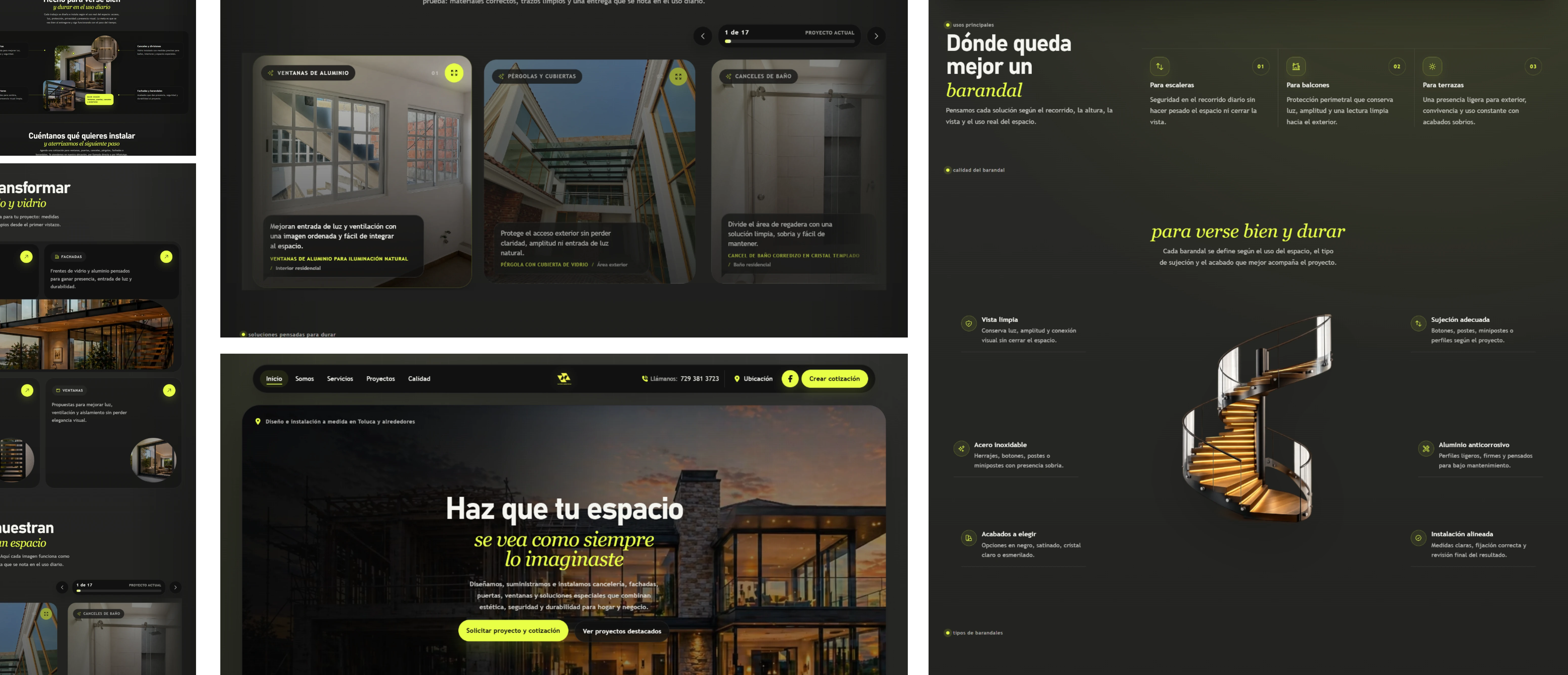Vista completa del diseño web de Aluminio y Vidrio Instala