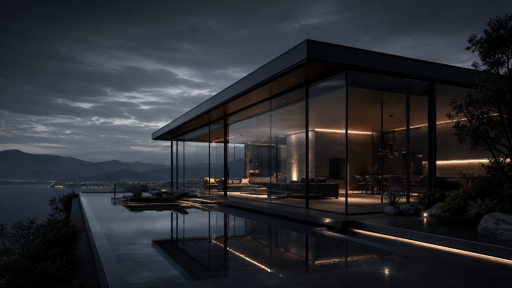 Diseño arquitectónico moderno junto a una piscina